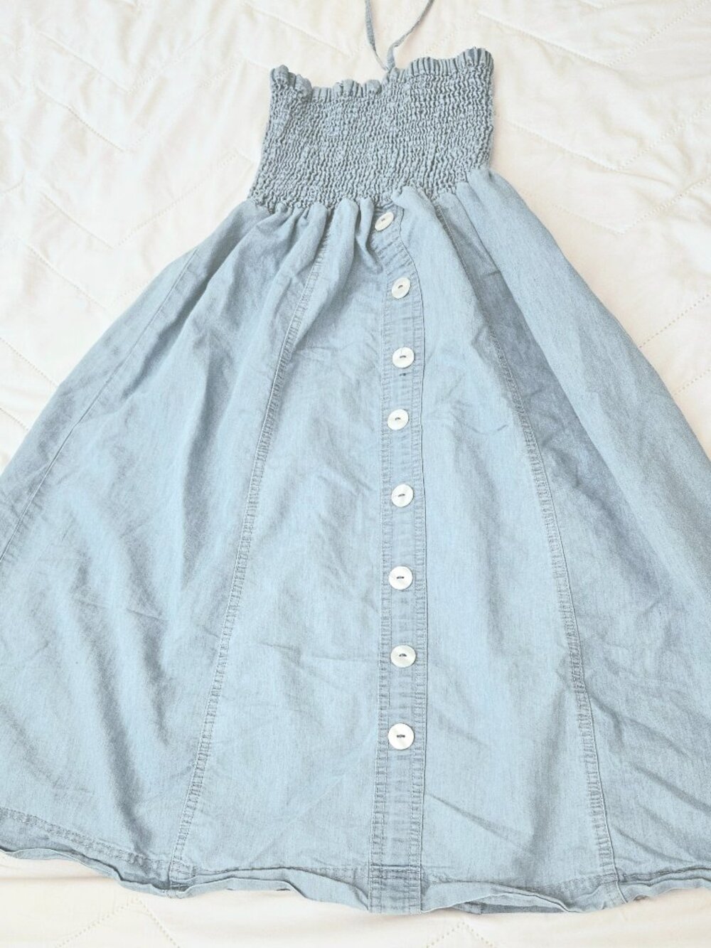 Deja Bleu Denim Light Blue Button Dress Halter neck Size Small